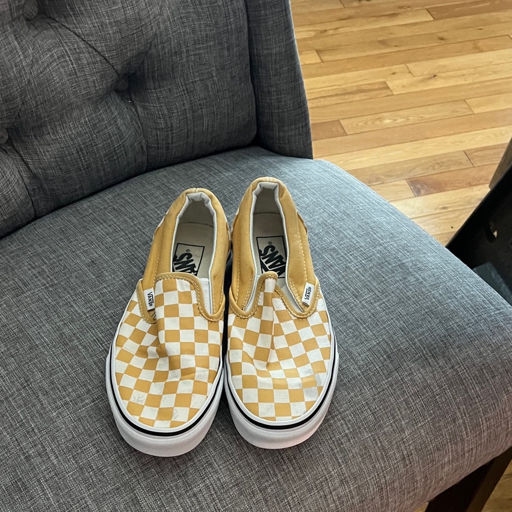 Vans Checkerboard Slip-On Sneakers in Yellow and White